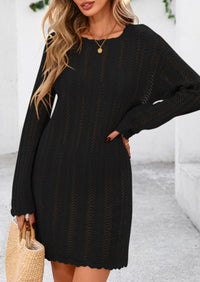 Crochet Knit Hollow Out Beach Vacation Cover Ups Dress