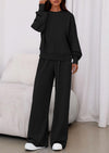 PRETTYGARDEN Womens 2 Piece Sets Long Sleeve Sweatshirt Wide Leg Pants Loose Matching Lounge Set Trendy Fall Outfits