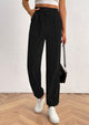 Elastic High Waisted Work Office Corduroy Casual Pants with Pockets