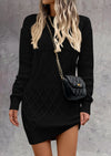 PRETTYGARDEN Sweater Dress for Women Long Puff Sleeve Turtleneck Ribbed Knit Oversized Pullover Winter Short Dress