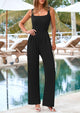 Sleeveless Dressy Square Neck Wide Leg Pants Knitted with Pockets Jumpsuits