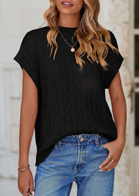 Casual Short Sleeve Crew Neck Knit Pullover Trendy Spring Outfits Sweater Vest