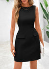 PRETTYGARDEN Womens Formal Sleeveless Summer Dresses Boat Neck Bodycon Elegant A Line Business Work Mini Dresss