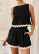 Beach Vacation Cropped Tank Top High Waist Shorts Two Piece Set
