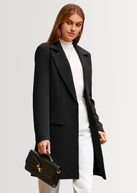 PRETTYGARDEN Women's Spring Fall Long Blazer Jackets Long Sleeve Lapel Pockets Loose Fit Work Casual Blazers Outerwear