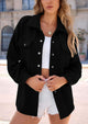 Button Down Collared Long Sleeve Textured Casual Shacket Jackets