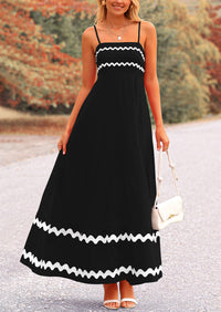 Casual Sleeveless Spaghetti Strap Ruffle Beach Flowy Maxi Dress