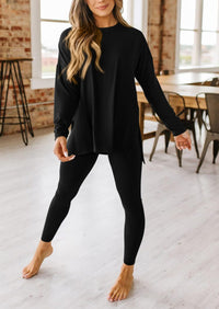 Casual Long Sleeve Tunic Tops Legging Pants Two Piece Sets