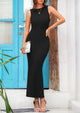 Casual Ribbed Knit Sleeveless Bodycon Maxi Dresses