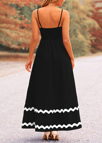 Casual Sleeveless Spaghetti Strap Ruffle Beach Flowy Maxi Dress