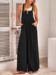 Casual Sleeveless Shoulder Strap Loose Wide Leg Pants
