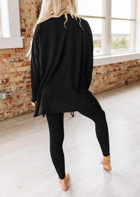 Casual Long Sleeve Tunic Tops Legging Pants Two Piece Sets