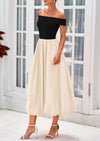 PRETTYGARDEN Womens Off Shoulder Cocktail Wedding Guest Midi Dresses