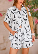 Casual Printed Beach Short Sleeve Tops Lounge Shorts Two Piece Sets