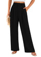 Elastic High Waisted Straight Leg Business Trousers Slacks With Pockets