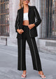 Business Casual Jacket Wide Leg Pants 2 Piece Blazer Sets