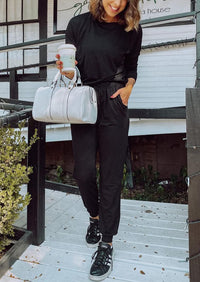 Black Two Pieces Oversized Fall Tracksuit