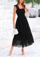 Casual Sleeveless Smocked Ruffle Tulle Flowy Beach Sundress