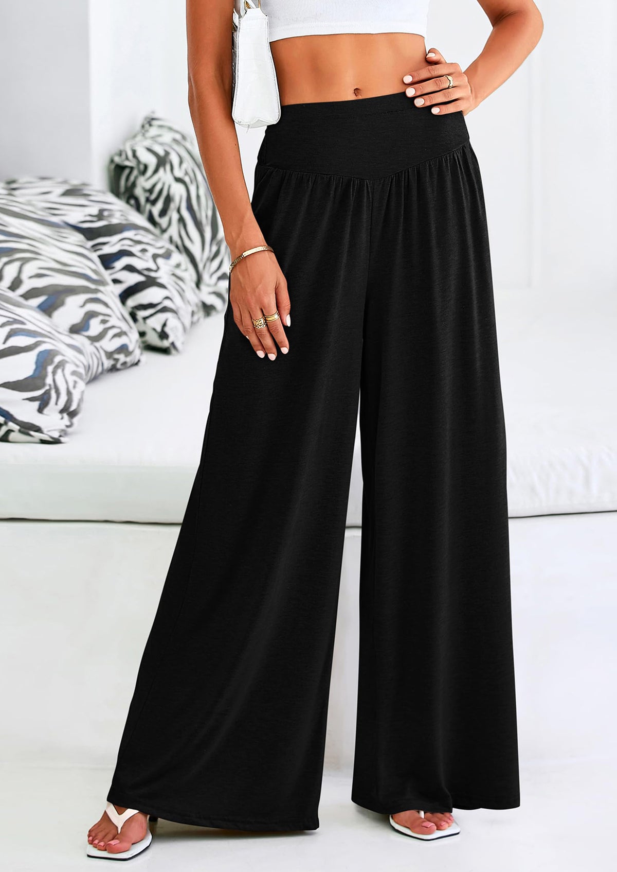 High-Waisted Flowy Palazzo Pant With Pockets