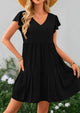 Casual Cap Sleeve V Neck Tiered Ruffle Swing A Line Dresses
