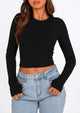 Long Sleeve Crop Tops Y2K Fashion Clothes Basic Slim Fit Blouses
