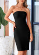 Strapless Off Shoulder Sleeveless Bodycon Ribbed Mini Dresses