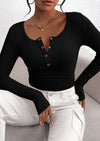BTFBM Women Long Sleeve Shirts Fall Tops V Neck Button Up Slim Fit Ribbed Knit Solid Color Casual Shirts