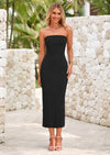 PRETTYGARDEN Womens Summer Maxi Dress Textured Bodycon Tube Off Shoulder Strapless Back Slit Long Party Dresses