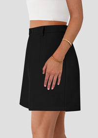 Elastic High Waisted Wide Leg Business Casual Dressy Shorts with Pockets