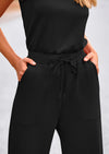 PRETTYGARDEN Jumpsuits Casual Outfits Sleeveless Wide Leg Long Pants Rompers