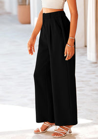 Casual Wide Leg High Elastic Waisted Long Work Pants