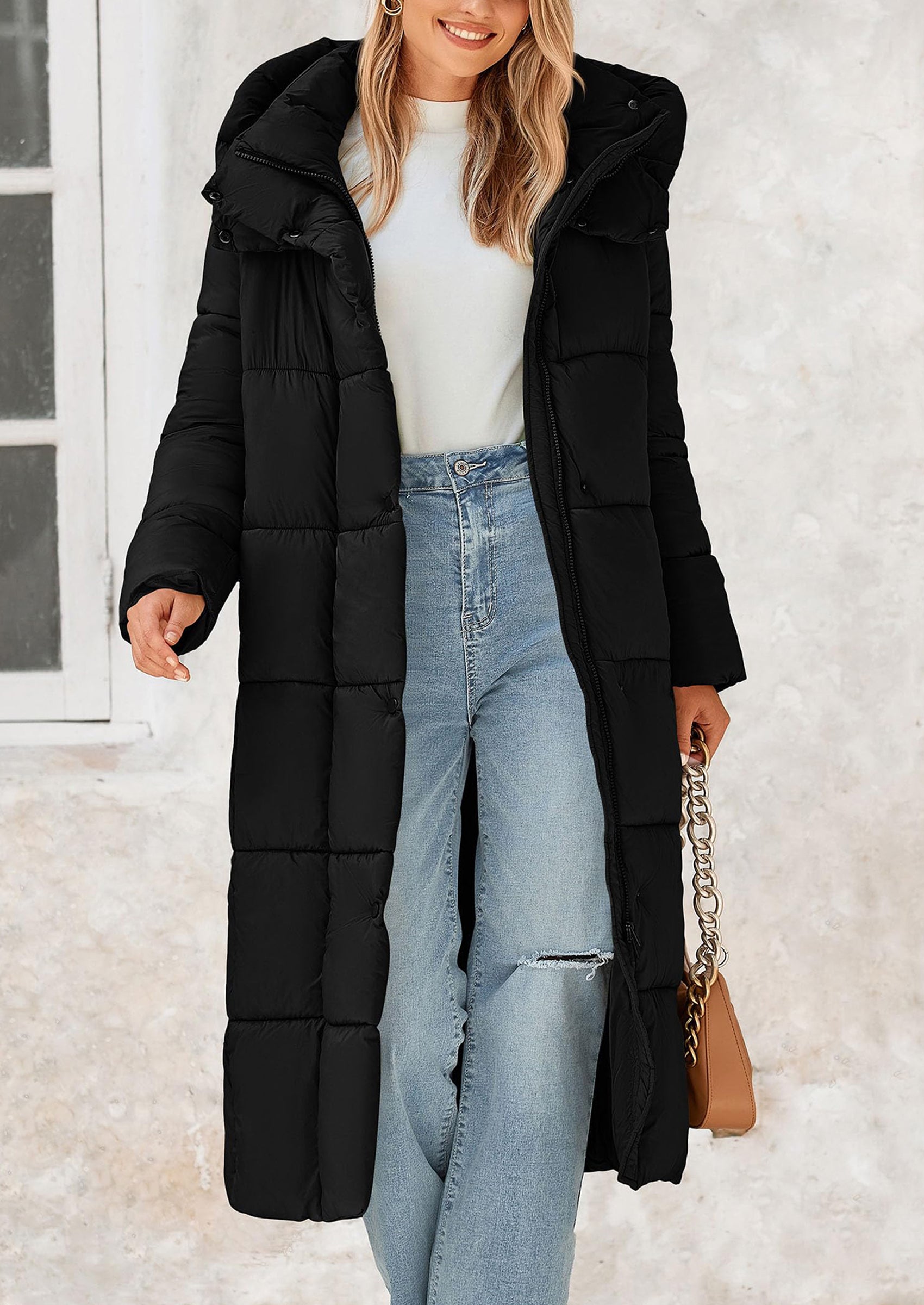 PRETTYGARDEN Women's Winter Long Puffer Coats Hooded Zip Up Casual Thickened Down Jackets Trendy Warm Clothes Outerwear