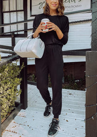 Black Two Pieces Oversized Fall Tracksuit