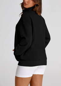 Full Zip Up Long Sleeve Loose Fit Trendy Casual Cardigan with Pockets