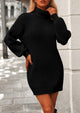 Long Sleeve Knit Turtleneck Pullover Loose Mini Sweater Dresses