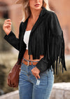PRETTYGARDEN Women's Fringe Faux Suede Leather Jackets Fashion Tassel Motorcycle Cropped Coats