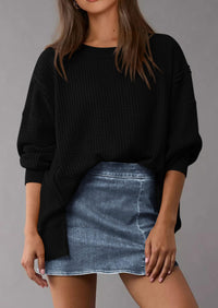 PRETTYGARDEN Oversized Sweatshirt for Women Fashion Crewneck Long Sleeve Pullover Waffle Knit Tops Fall Trendy Clothes