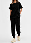 PRETTYGARDEN 2 Piece Outfit Tracksuits Casual Short Sleeve Tops High Waisted Sweatpants Set