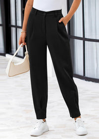 Summer High Waisted Ankle Length Trouser Slacks With Pockets