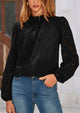 Casual Embroidered Long Puff Sleeve Ruffle Eyelet Lace Blouses