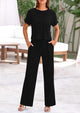 Short Sleeve T-Shirt Wide Leg Pants Two Piece Sets