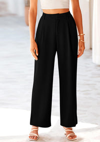 Casual Wide Leg High Elastic Waisted Long Work Pants