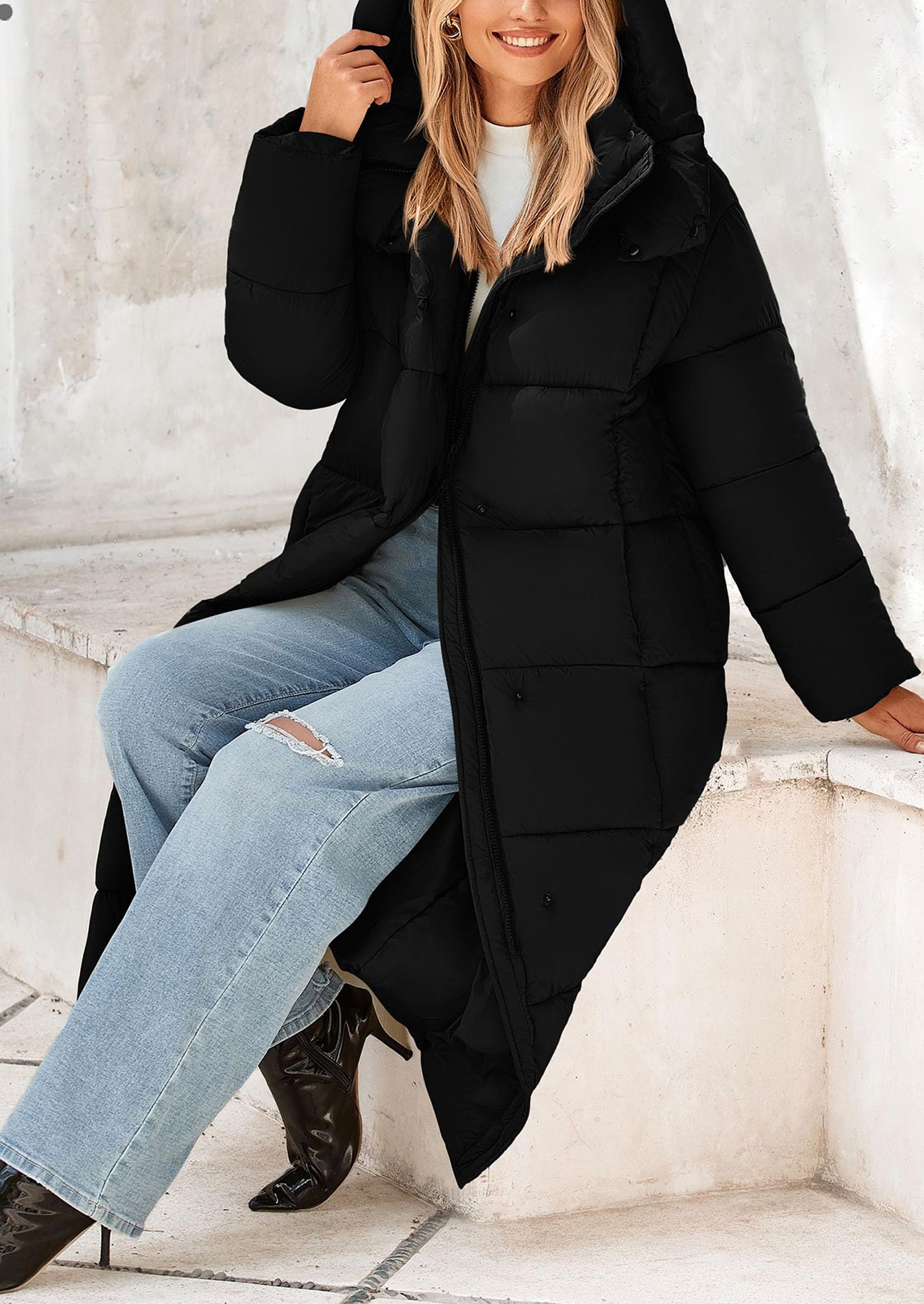 PRETTYGARDEN Women's Winter Long Puffer Coats Hooded Zip Up Casual Thickened Down Jackets Trendy Warm Clothes Outerwear