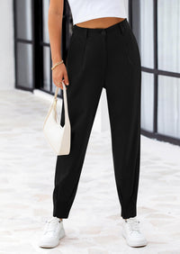Summer High Waisted Ankle Length Trouser Slacks With Pockets