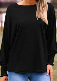 Puff Long Sleeve Crew neck Casual Basic T-shirts