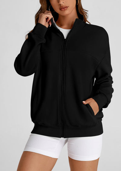 PRETTYGARDEN Women's Spring Fall Fashion Full Zip Up Sweatshirt Long Sleeve Loose Fit Trendy Casual Jacket with Pockets