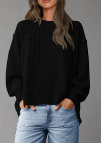 PRETTYGARDEN Oversized Sweatshirt for Women Fashion Crewneck Long Sleeve Pullover Waffle Knit Tops Fall Trendy Clothes