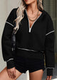 Long Sleeve Half Zip Cropped Pullover Hoodies