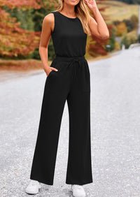 Summer One Piece Outfits Sleeveless Wide Leg Long Pants Jumpsuits