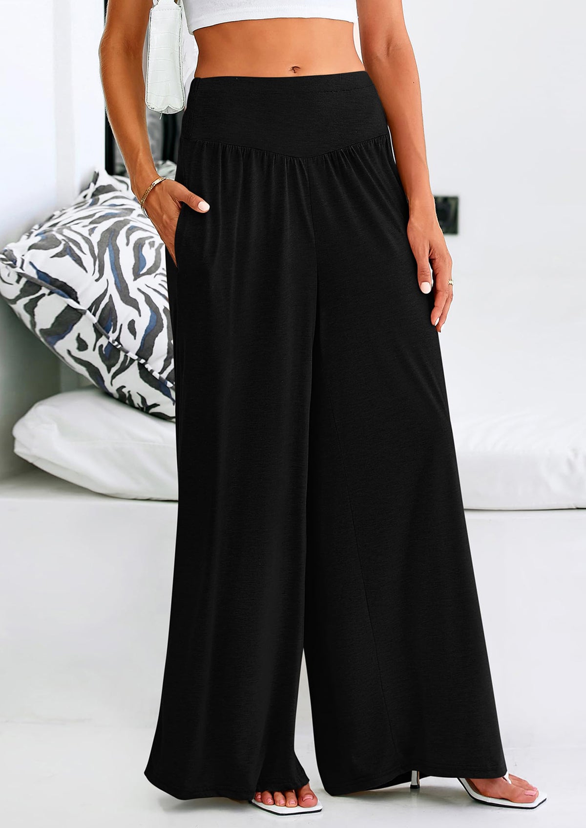 High-Waisted Flowy Palazzo Pant With Pockets